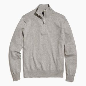 J. Crew Gray Cotton Half-Zip Knitted Pullover Sweater Size Medium